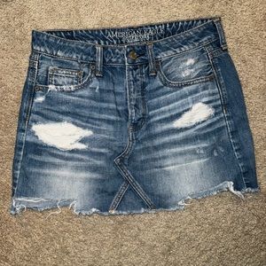 American Eagle Distressed Denim Mini Skirt